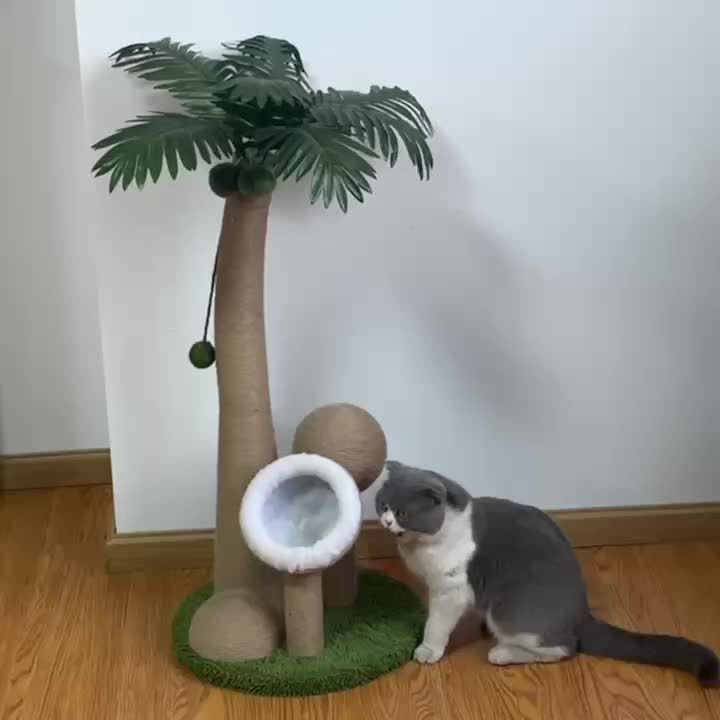 NNETM Coconut Tree Cat Scratching Post with Ball Toy