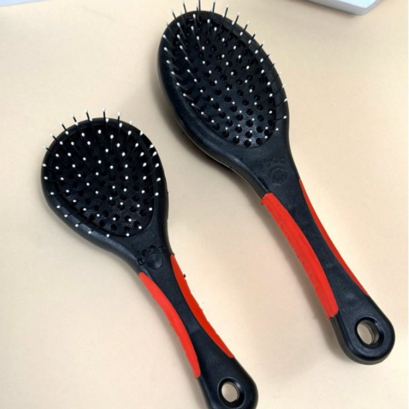 Double-Sided Nylon Bristle Pet Hair Brush - Plastic Handle Dog and Cat Grooming Comb - Multifunctional Massage Bath Tool for Pets