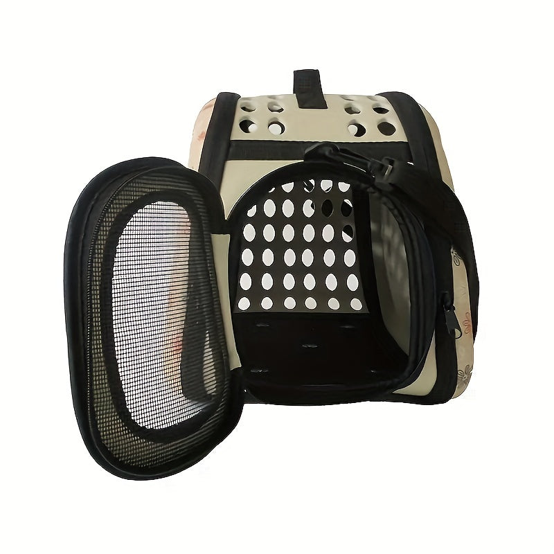 حقيبة سفر الحيوانات الأليفة - حقيبة كتف واسعة وجيدة التهوية ومريحة للكلاب الصغيرة والقطط والحيوانات الأليفة - محمولة، هواء نقي، وتجربة سفر مريحة