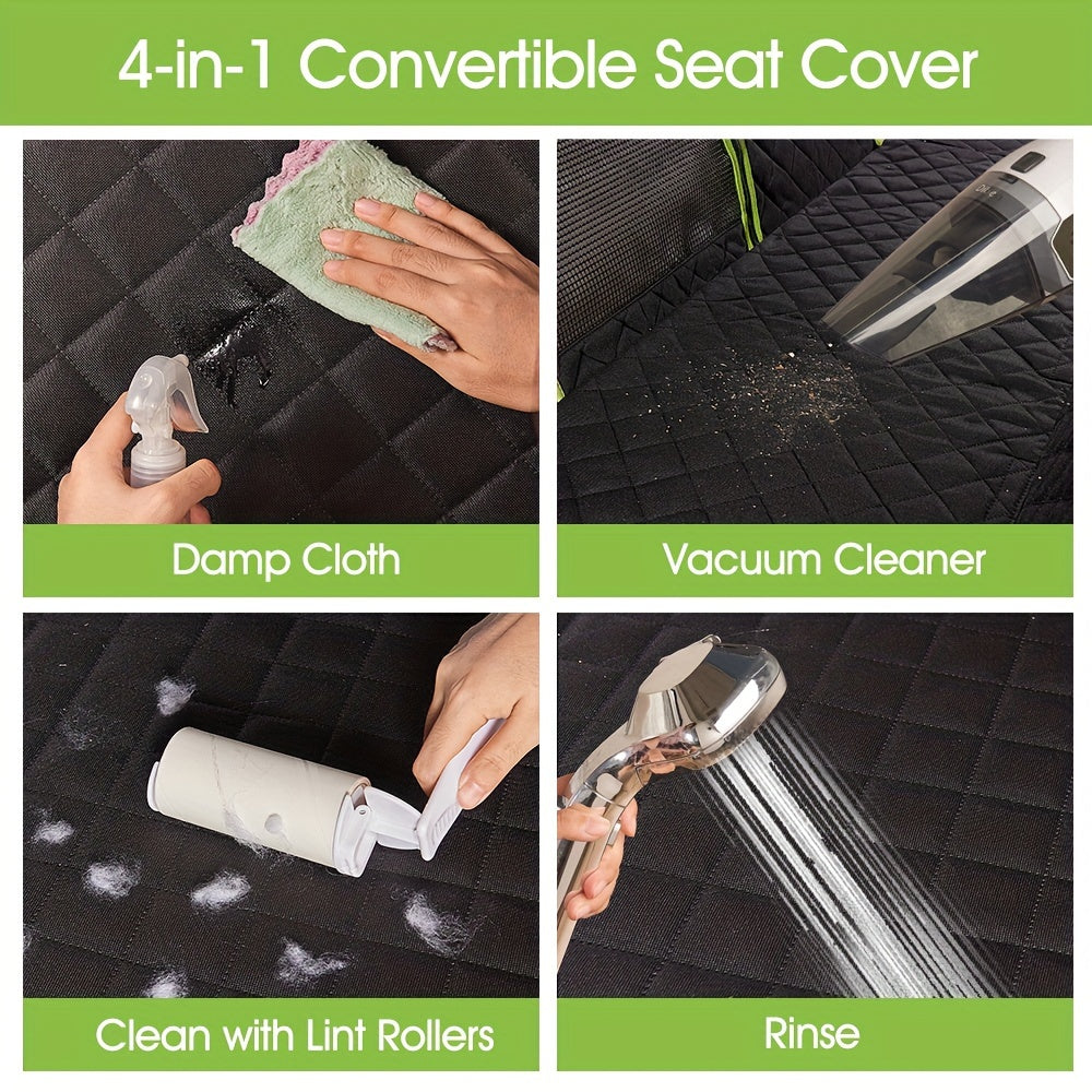 Nzonpet 4-in-1 Dog Car Seat Cover, 100% Waterproof Scratchproof Dog Hammock With Big Mesh Window, Durable Nonslip Dog Seat Cover, Pets Dog Back Seat Cover Protector For Cars Trucks SUVs