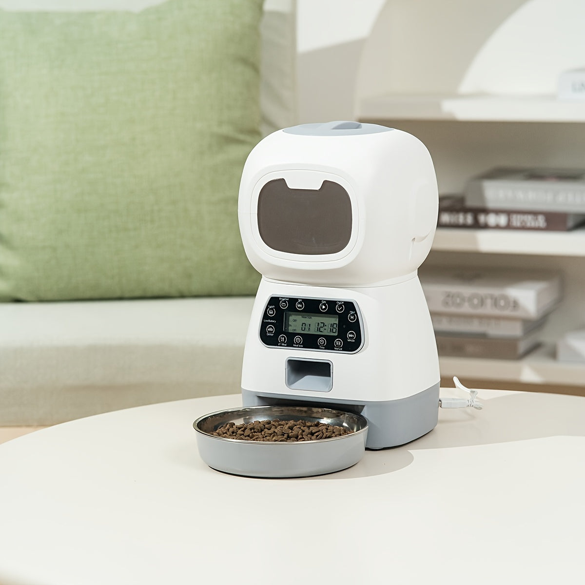 3.5L smart pet feeder, pet food dispenser button type, can feed 1-4 meals a day, has 10 seconds of voice recording, and develops healthy eating habits for pets