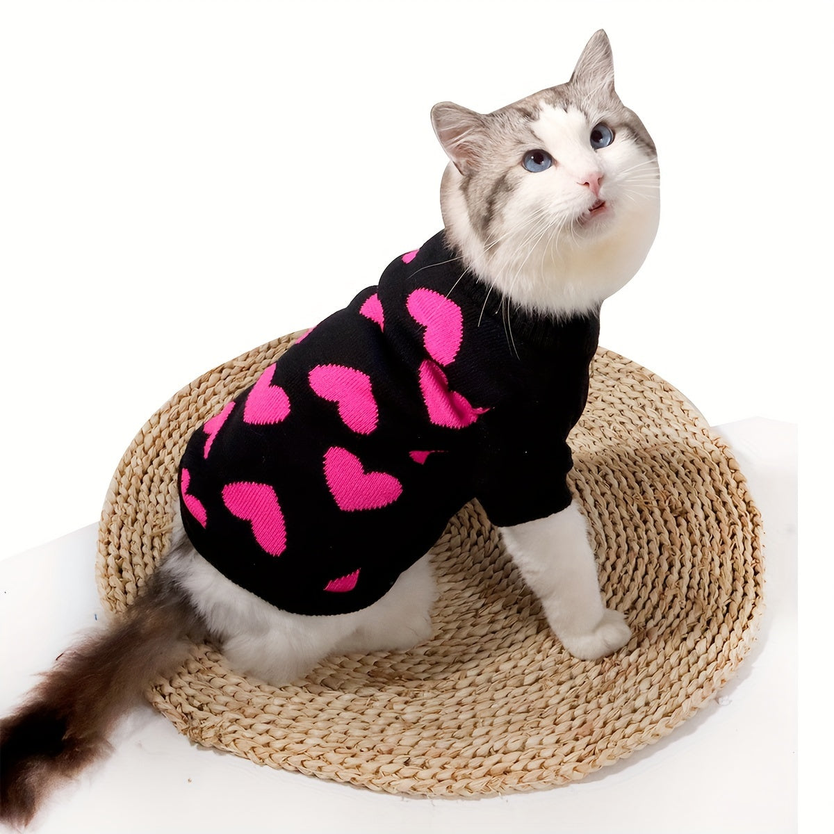 Adorable Festive Heart Sweater for Small to Medium Pets - Soft, Warm, and Cozy Winter Wear for Cats and Dogs - Perfect for Holiday Season and Everyday Snuggle