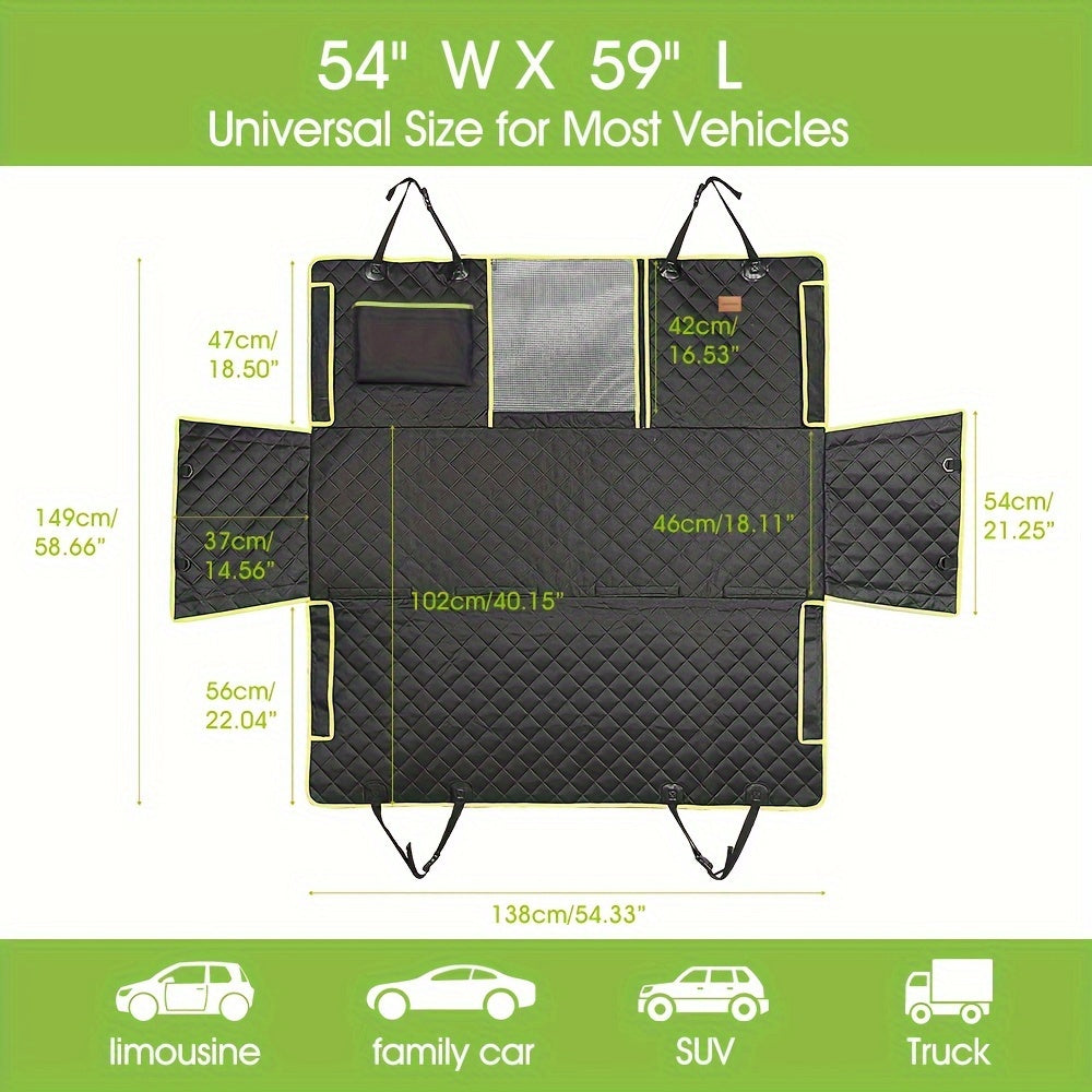 Nzonpet 4-in-1 Dog Car Seat Cover, 100% Waterproof Scratchproof Dog Hammock With Big Mesh Window, Durable Nonslip Dog Seat Cover, Pets Dog Back Seat Cover Protector For Cars Trucks SUVs