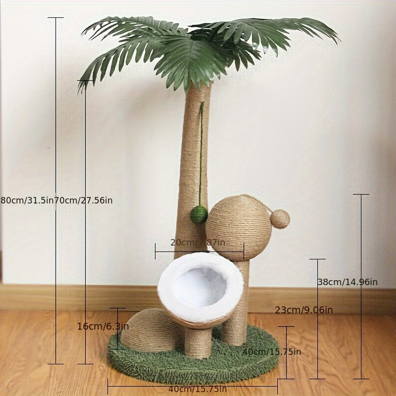 NNETM Coconut Tree Cat Scratching Post with Ball Toy
