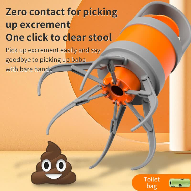NNEDSZ Hygienic Pet Waste Grabber – One-Click Hands-Free Poop Picker with Disposable Bags