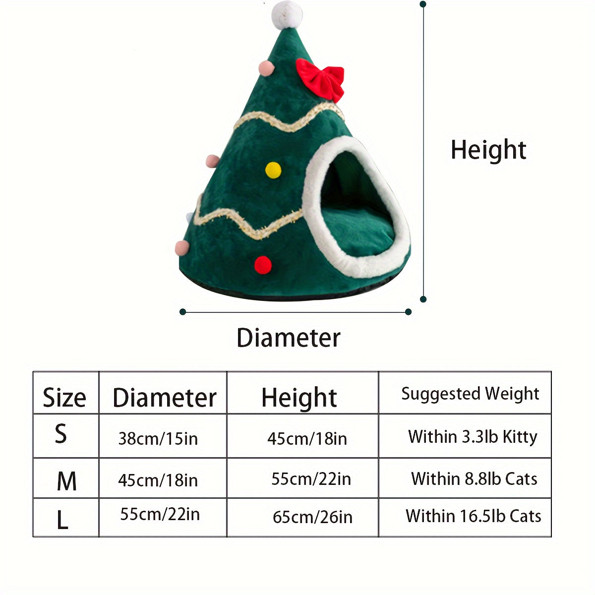 Christmas Cat Bed, Christmas Tree Shape Cat Nest With Anti-slip Bottom, Red Bowtie Design Puppy Bed For Christmas Gift For Pets