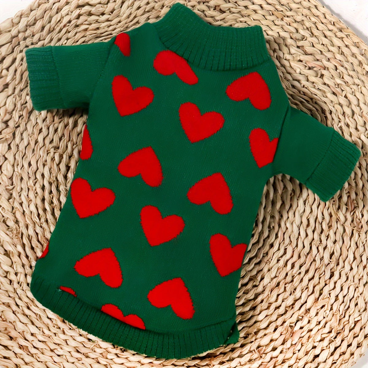 Adorable Festive Heart Sweater for Small to Medium Pets - Soft, Warm, and Cozy Winter Wear for Cats and Dogs - Perfect for Holiday Season and Everyday Snuggle