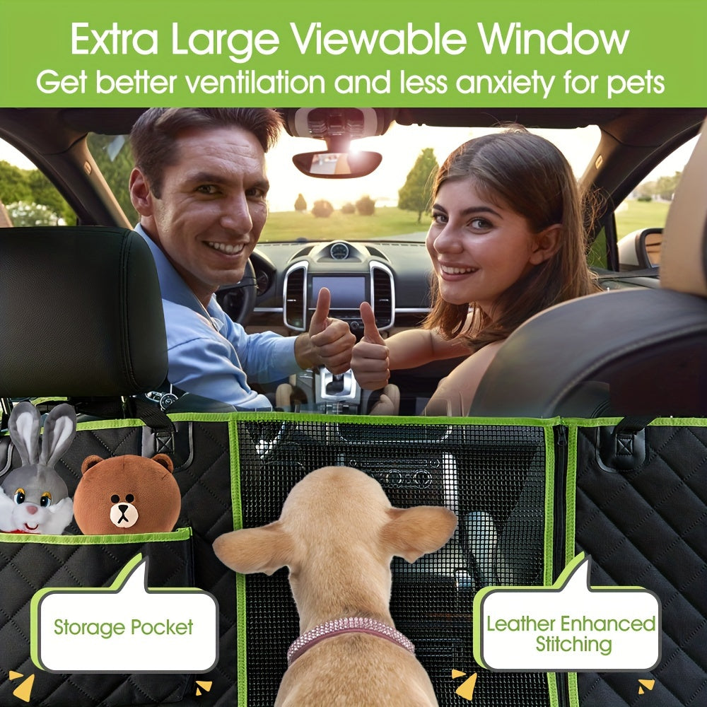 Nzonpet 4-in-1 Dog Car Seat Cover, 100% Waterproof Scratchproof Dog Hammock With Big Mesh Window, Durable Nonslip Dog Seat Cover, Pets Dog Back Seat Cover Protector For Cars Trucks SUVs