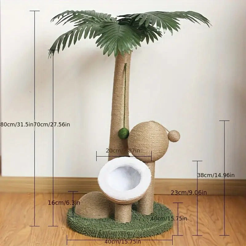 NNETM Coconut Tree Cat Scratching Post with Ball Toy